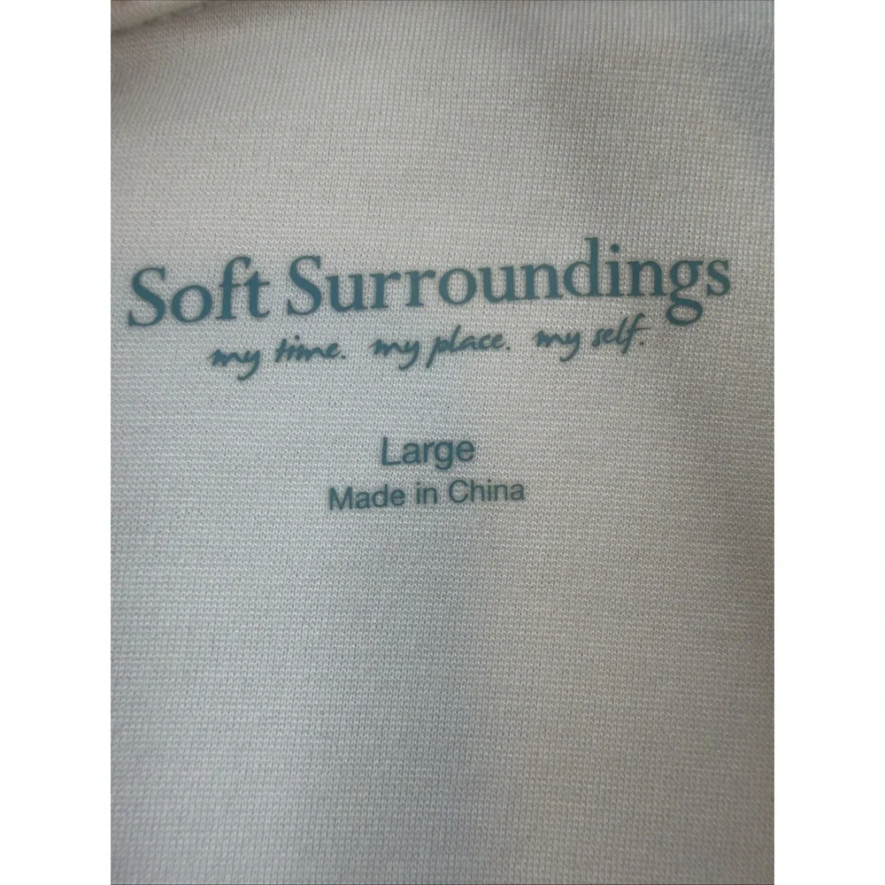 Soft Surroundings Women's L Ivory Long Vest Duster Open Front Zip Back Stretch